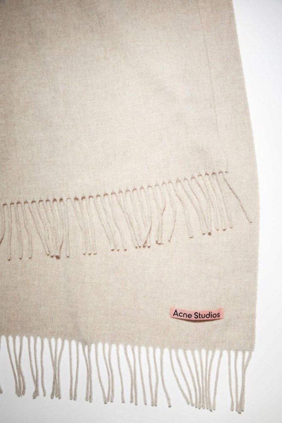 Dame Acne Studios Skjerf | Fringe Wool Scarf - Oversized Oatmeal Melange Fn-Ux-Scar000217