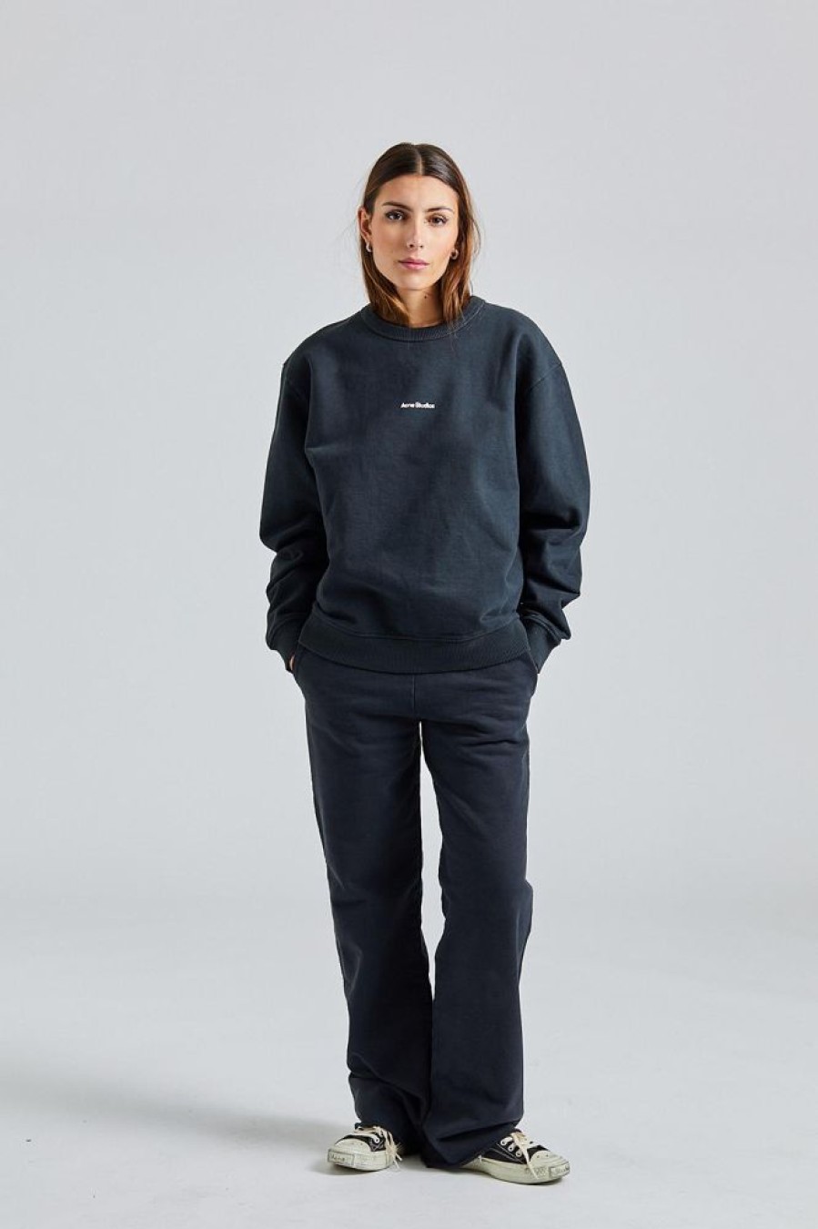 Dame Acne Studios Gensere | Stamp Logo Sweatshirt Black Fn-Wn-Swea000130