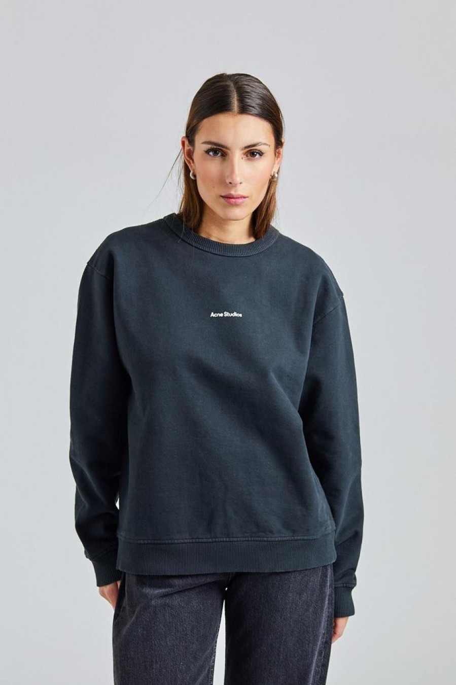 Dame Acne Studios Gensere | Stamp Logo Sweatshirt Black Fn-Wn-Swea000130