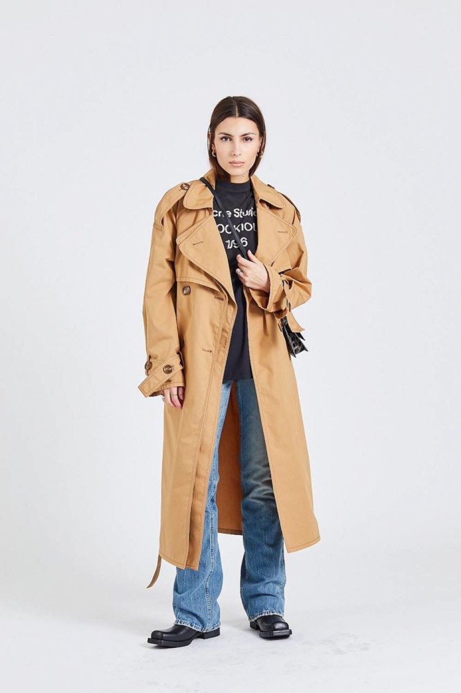 Dame Acne Studios Kaper | Trench Coat Khaki Beige Fn-Wn-Outw000732