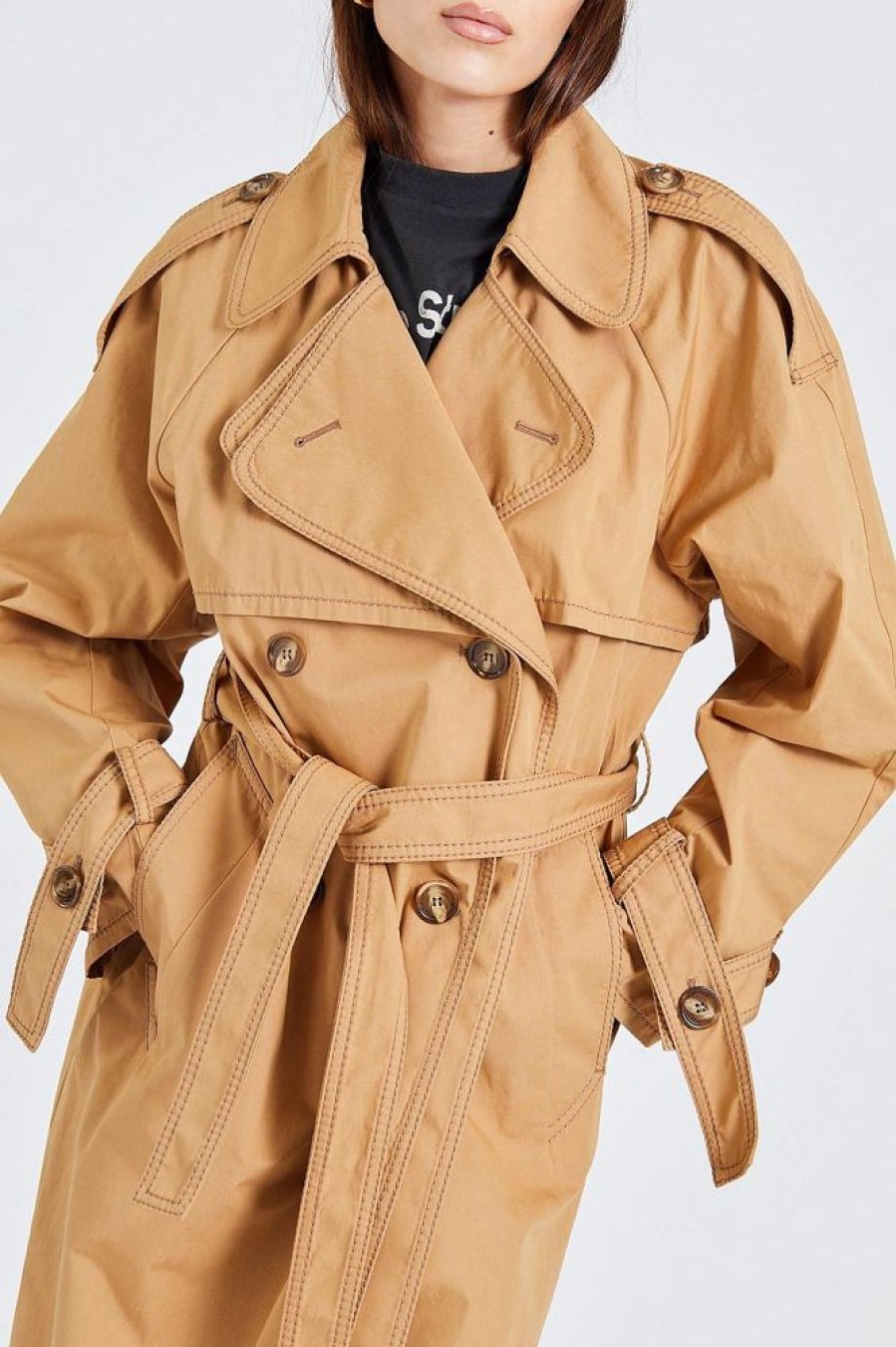 Dame Acne Studios Kaper | Trench Coat Khaki Beige Fn-Wn-Outw000732