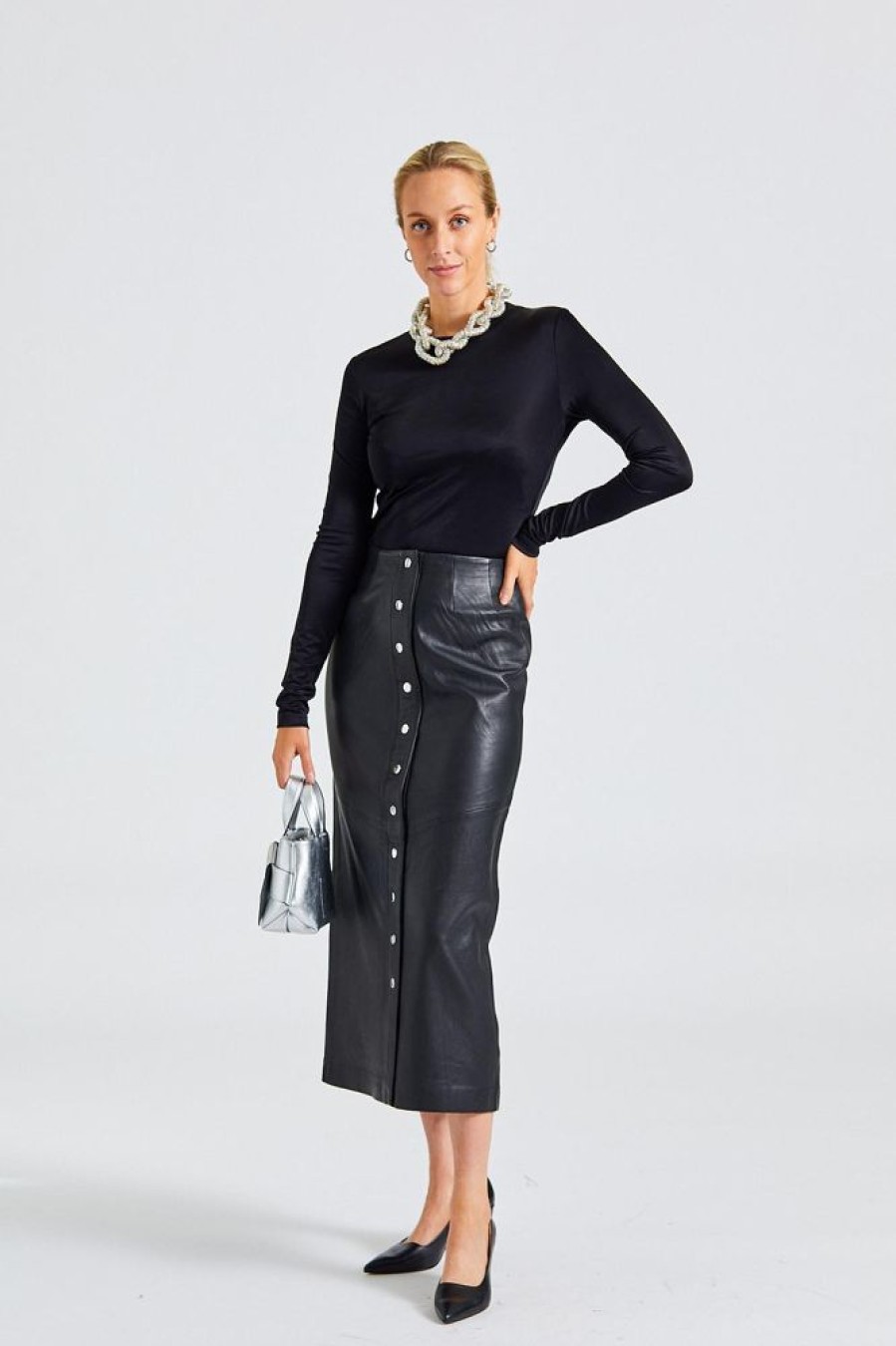 Dame Filippa K Topper | Shiny Longsleeve Top Black