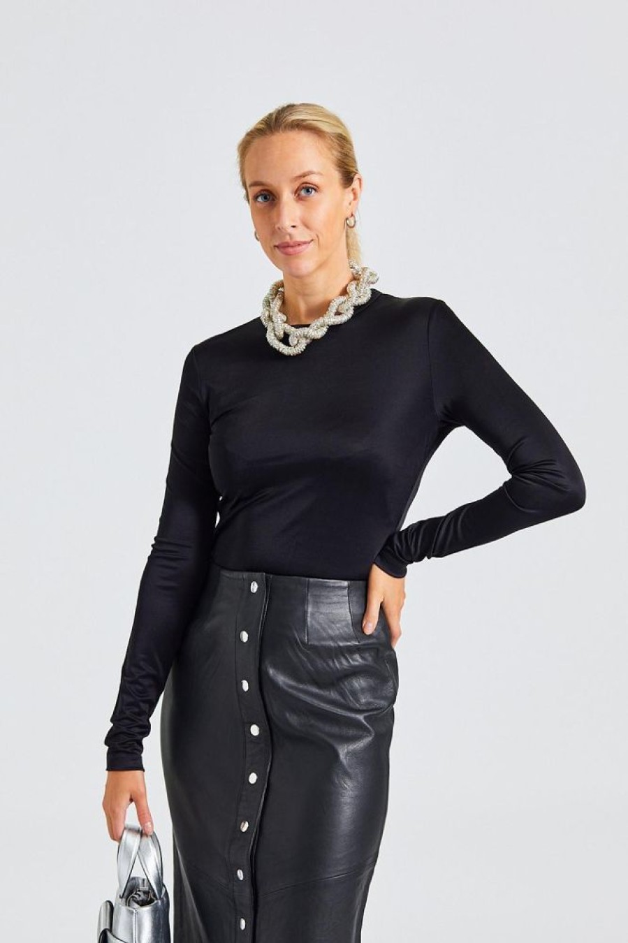 Dame Filippa K Topper | Shiny Longsleeve Top Black