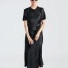 Dame Acne Studios Kjoler | Satin Wrap Dress Black Fn-Wn-Dres000991