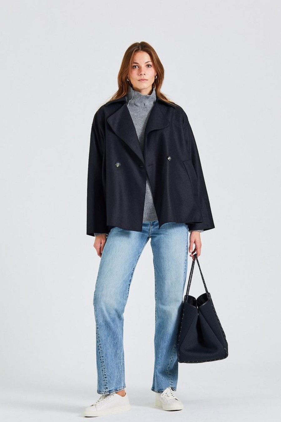 Dame Harris Wharf London Kaper | Women Oversized Jacket Light Pressed Wool Black