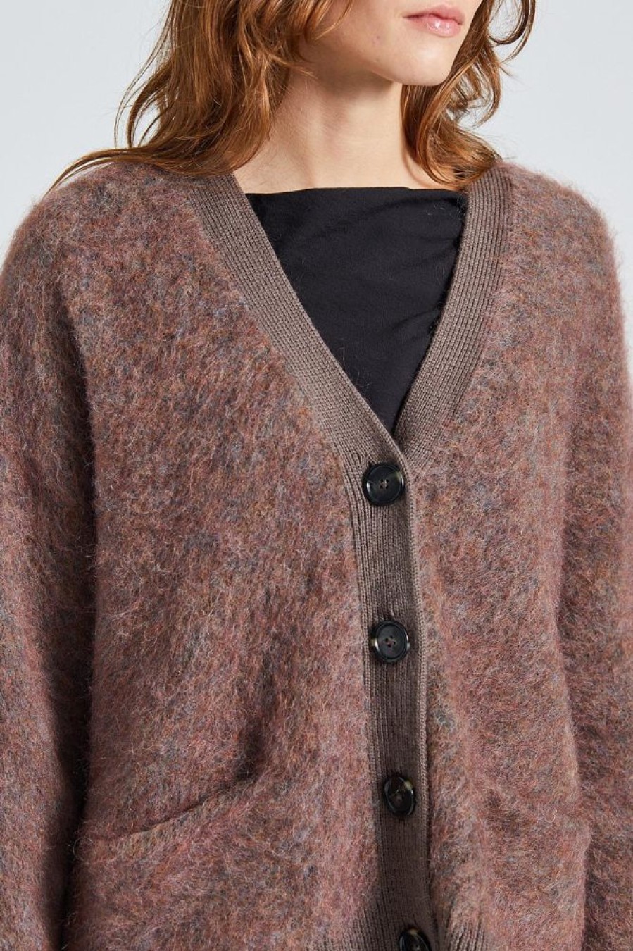 Dame Acne Studios Cardigans | Wool Mohair Cardigan Brown/Blue Melange Fn-Wn-Knit000515