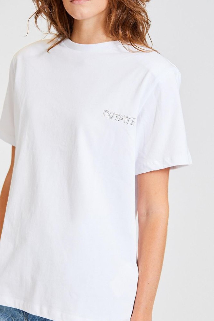 Dame ROTATE Birger Christensen T-Skjorter | Straight Logo T-Shirt White