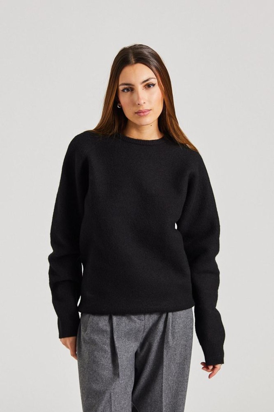 Dame Toteme Gensere | Crew-Neck Wool Knit Black