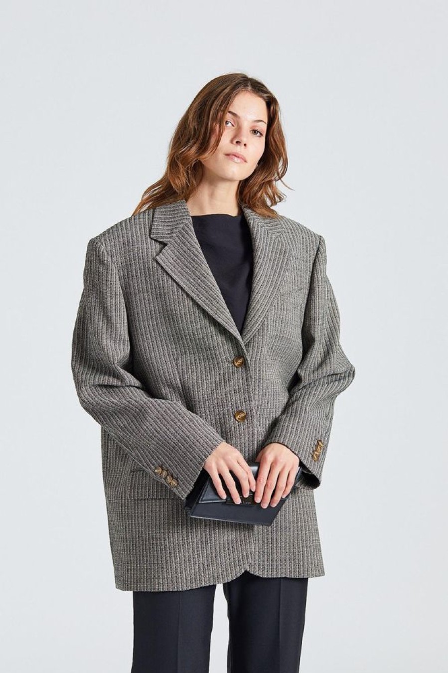 Dame Acne Studios Blazere | Relaxed Fit Suit Jacket Multi Taupe Fn-Wn-Suit000528