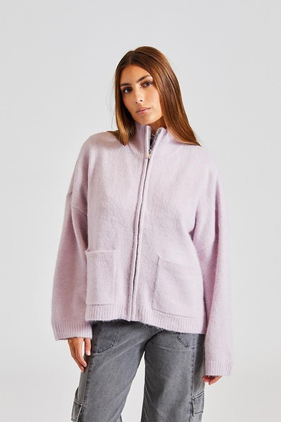 Dame Holzweiler Cardigans | Tine Fluffy Cardigan Lilac