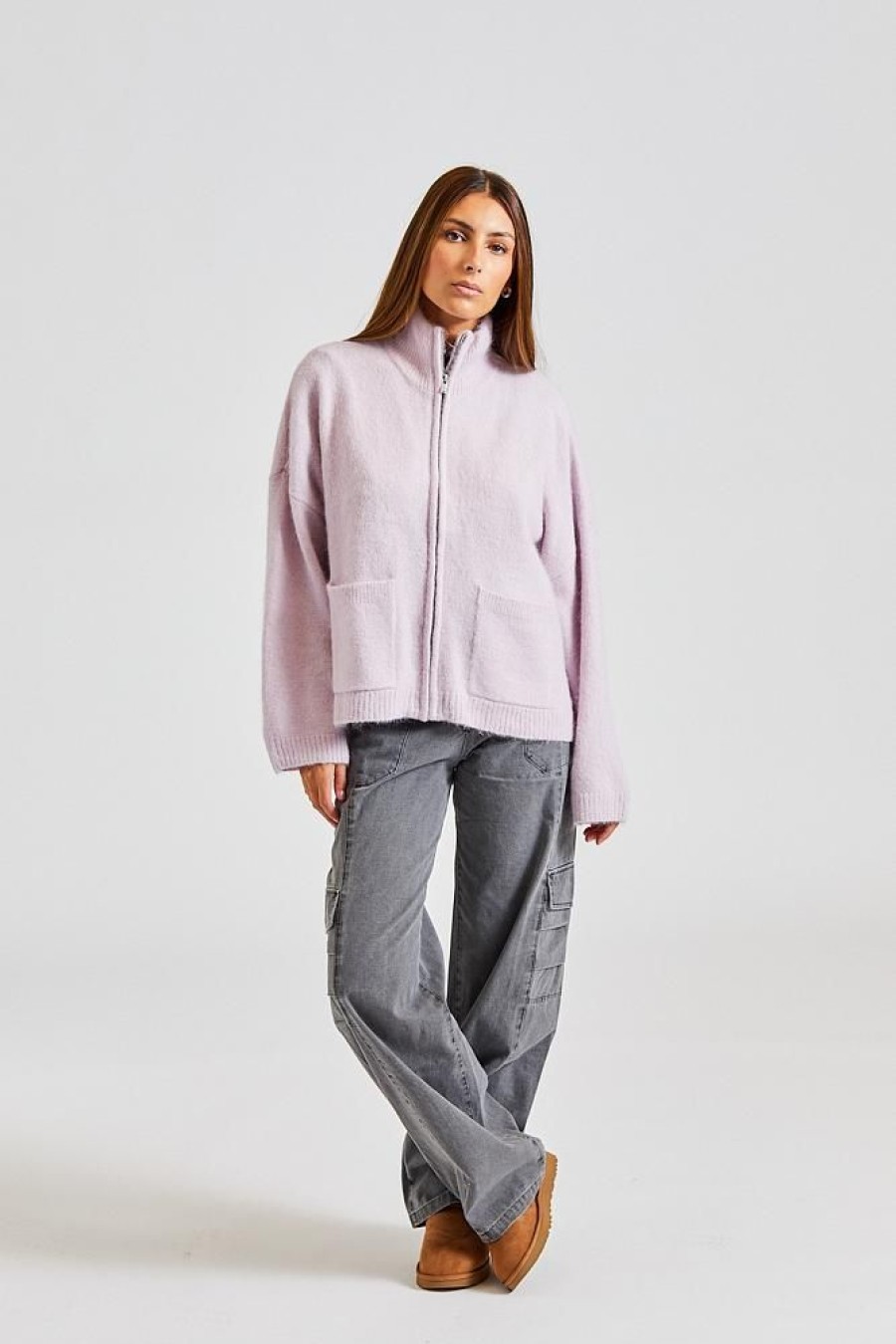 Dame Holzweiler Cardigans | Tine Fluffy Cardigan Lilac