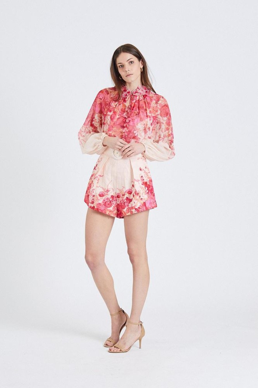 Dame ZIMMERMANN Shorts | High Tide Tuck Short Pink Ikat Floral