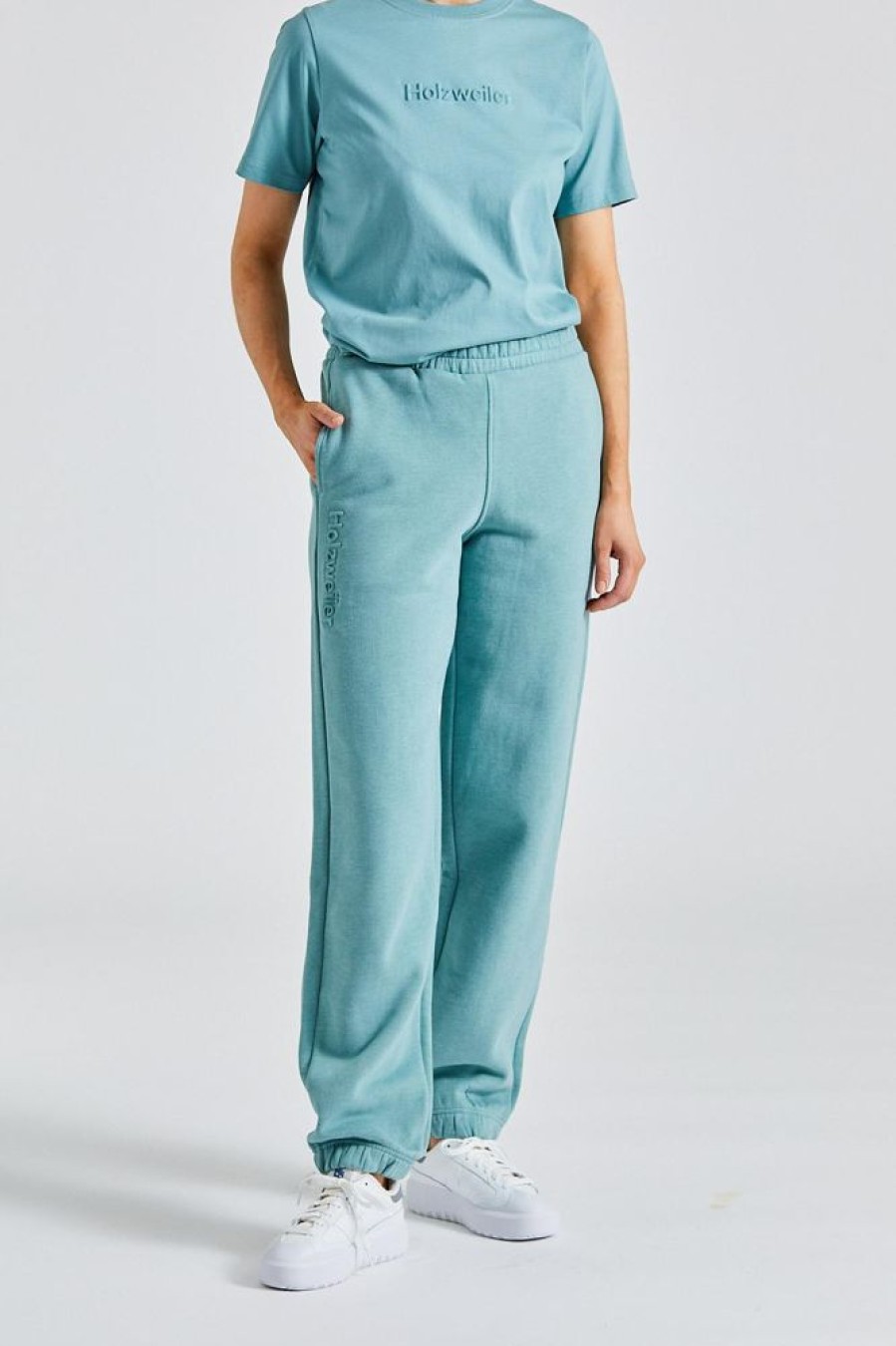 Dame Holzweiler Bukser | Hailey Emboss Trousers Teal