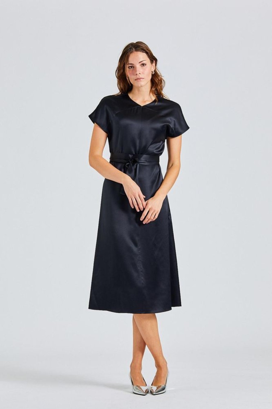 Dame JOSEPH Kjoler | Dauphine Dress Silk Satin Black