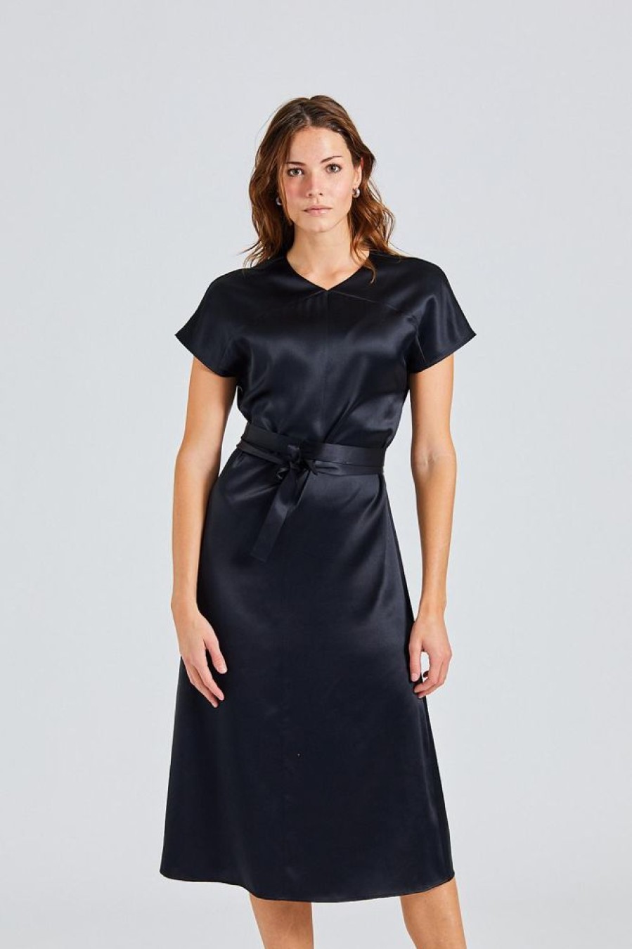 Dame JOSEPH Kjoler | Dauphine Dress Silk Satin Black