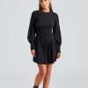 Dame Ganni Kjoler | Stretch Seersucker Gathered Mini Dress Black