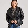 Dame Victoria Beckham Jakker | Oversized Leather Jacket Black/Taupe