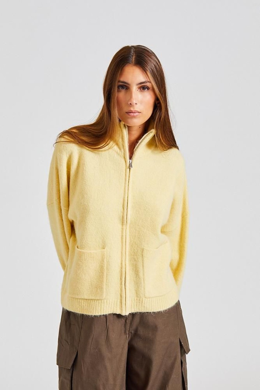 Dame Holzweiler Cardigans | Tine Fluffy Cardigan Lt Yellow