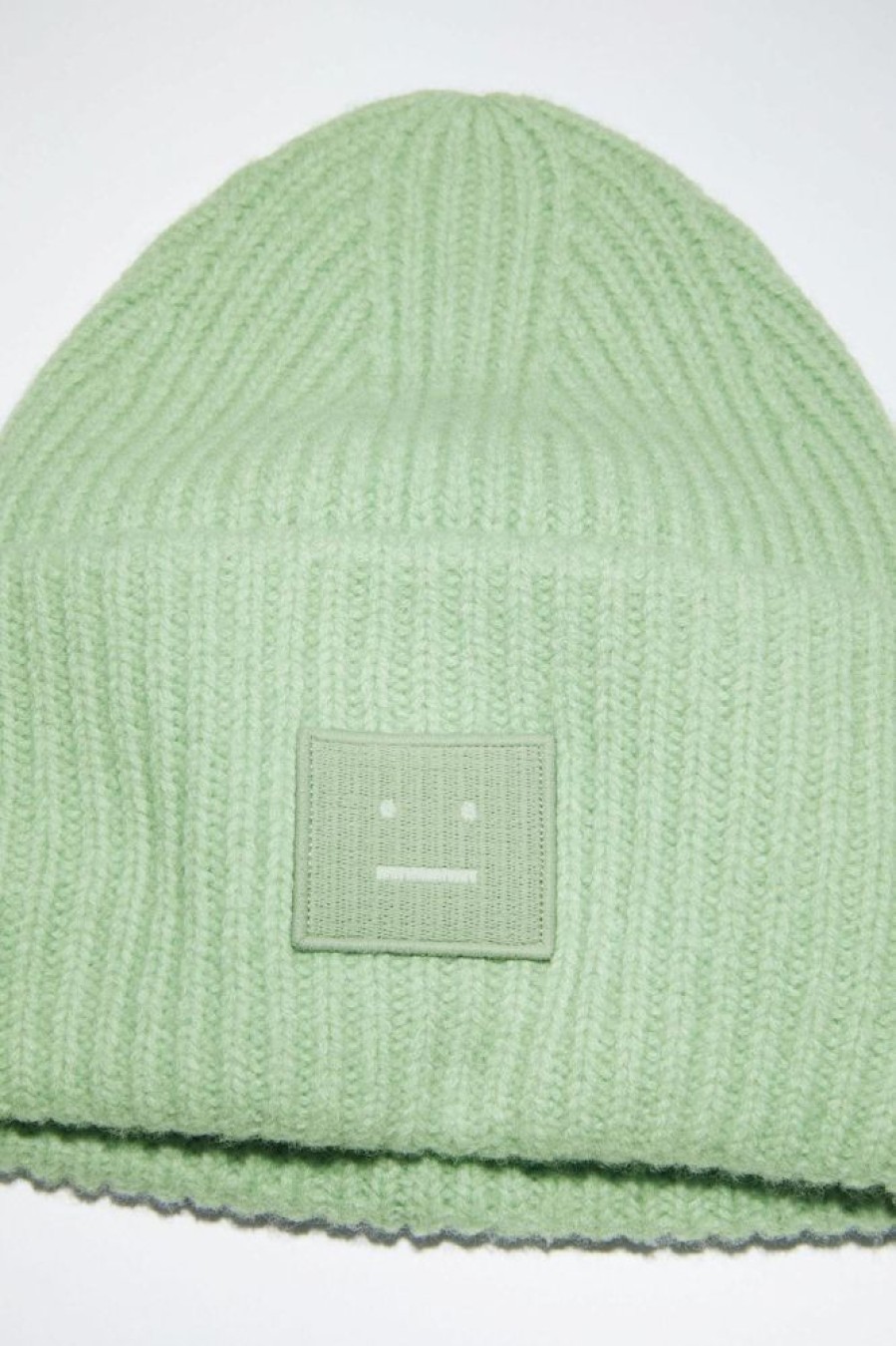 Dame Acne Studios Luer Og Panneband | Large Face Logo Beanie Spring Green Fa-Ux-Hats000063