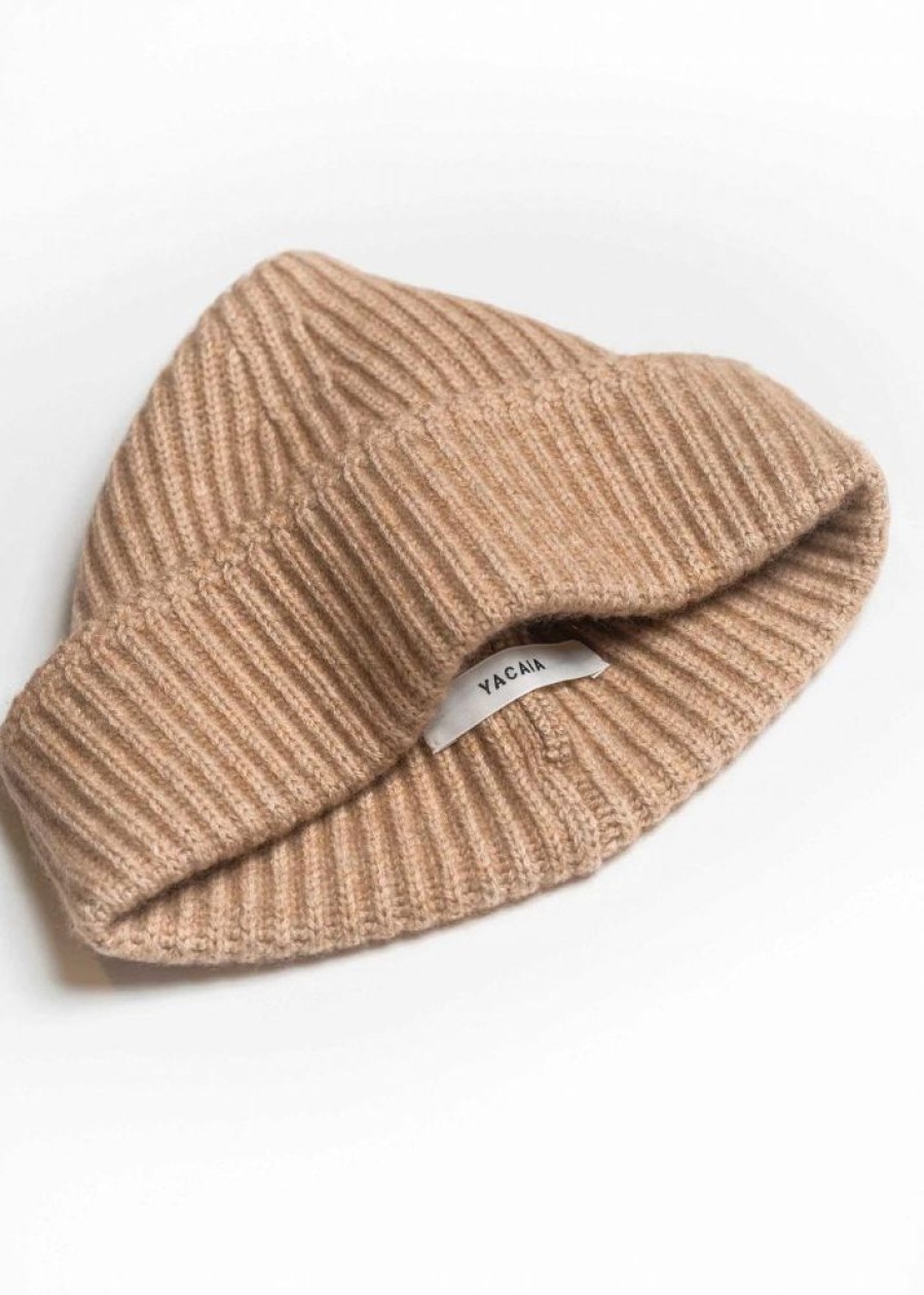 Herre Yacaia Luer Og Panneband | Merino Cash Beanie Camel