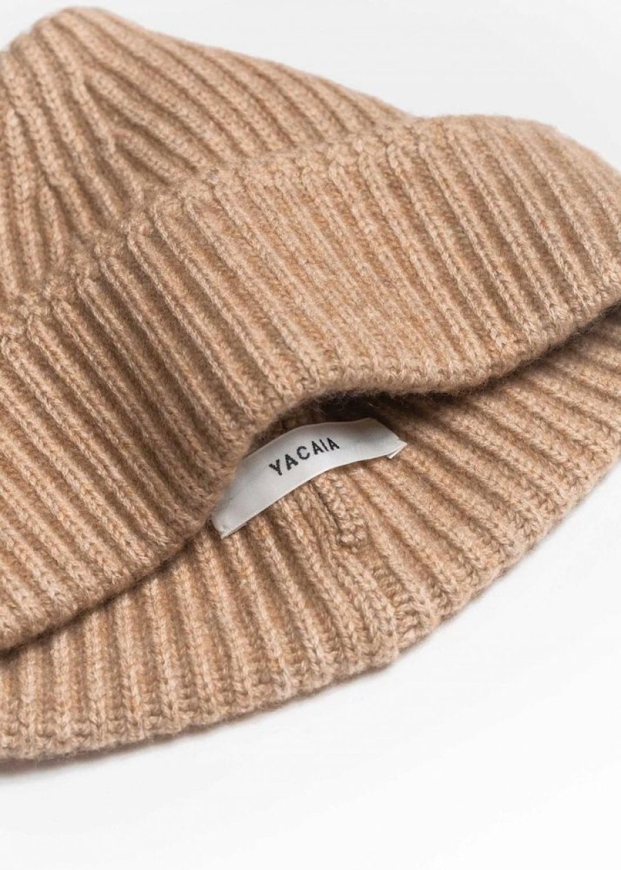 Herre Yacaia Luer Og Panneband | Merino Cash Beanie Camel