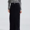 Dame Ganni Skjort | Washed Corduroy Long Skirt Black