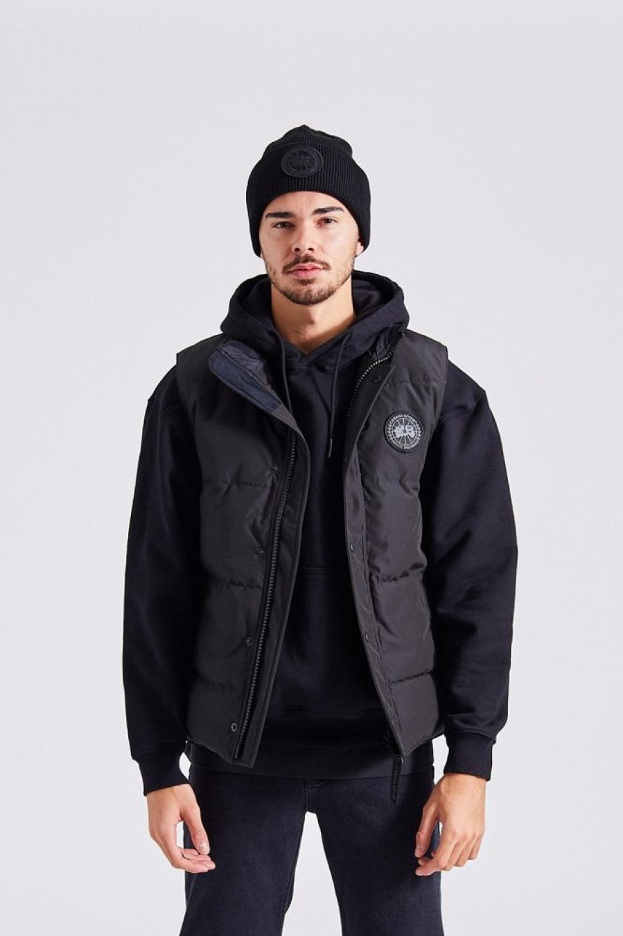 Herre Canada Goose Vester | Mens Garson Vest Black Label Cr Black