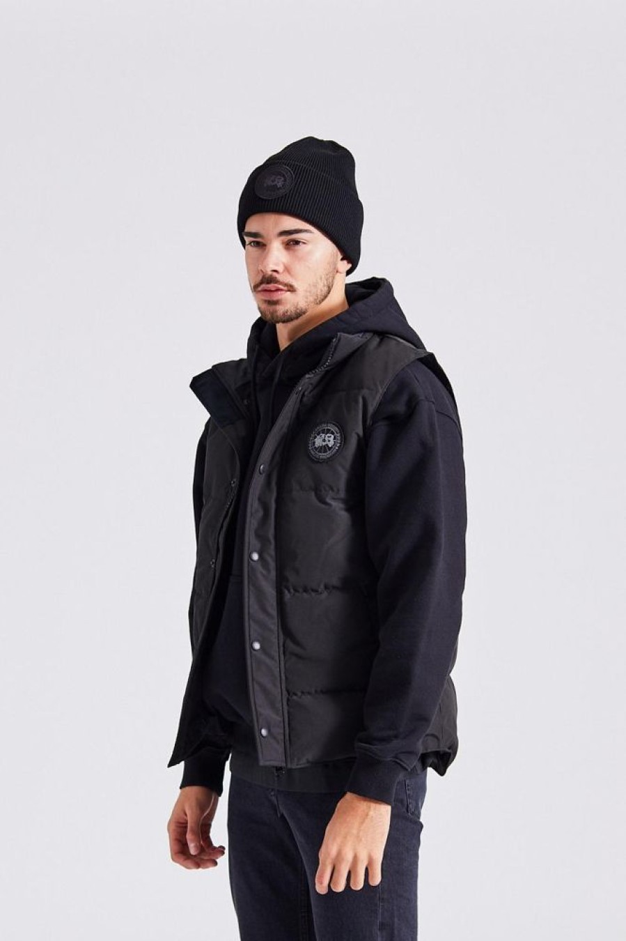 Herre Canada Goose Vester | Mens Garson Vest Black Label Cr Black