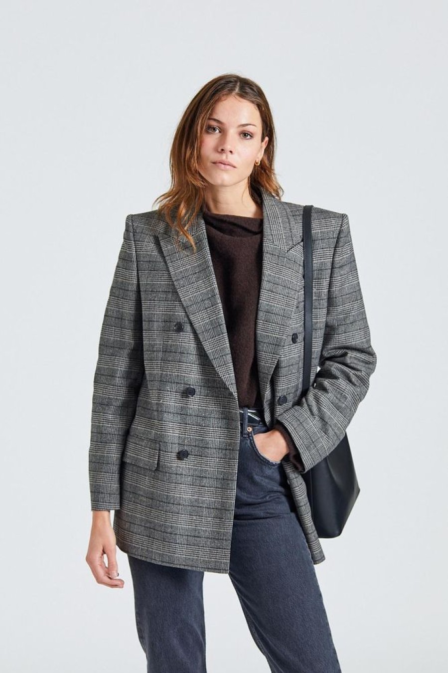 Dame Filippa K Blazere | Double Breasted Check Blazer Grey