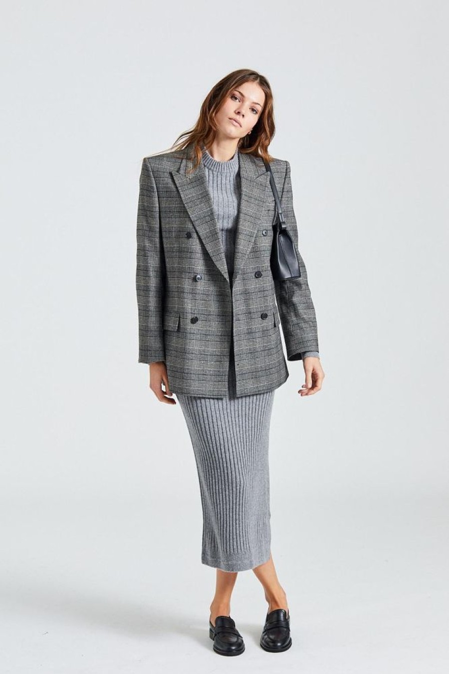 Dame Filippa K Blazere | Double Breasted Check Blazer Grey