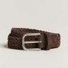 Herre Anderson Belter | Suede Braided Belt Dk Brown