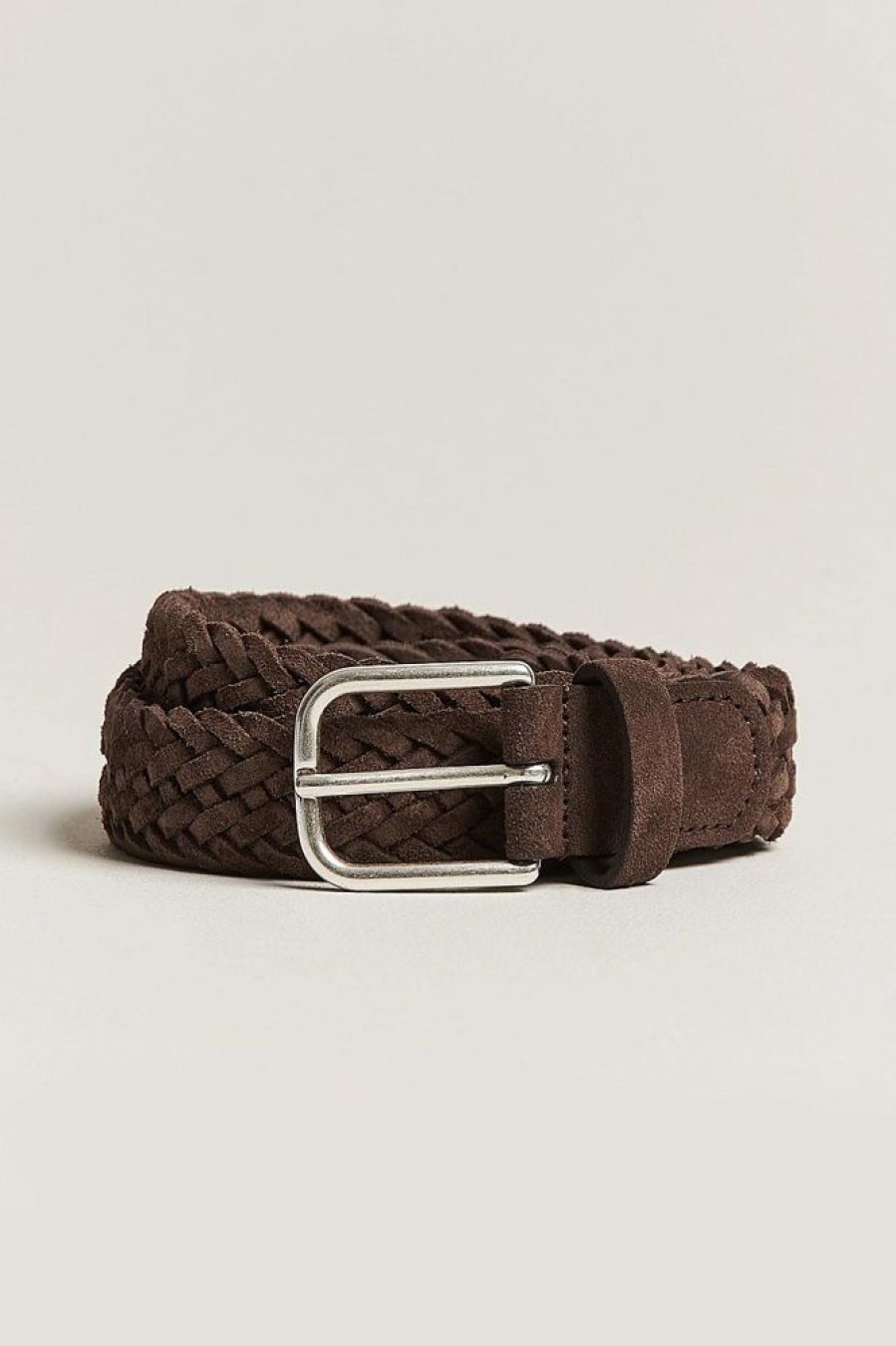 Herre Anderson Belter | Suede Braided Belt Dk Brown