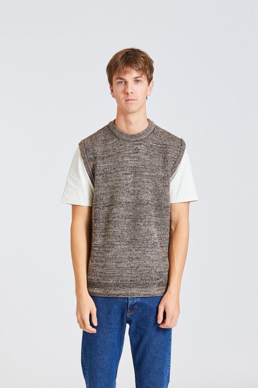 Herre Norse Projects Vester | Manfred Wool Cotton Rib Vest Camel