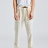 Herre White Sand Bukser | Brad Pleated Regular Fit White