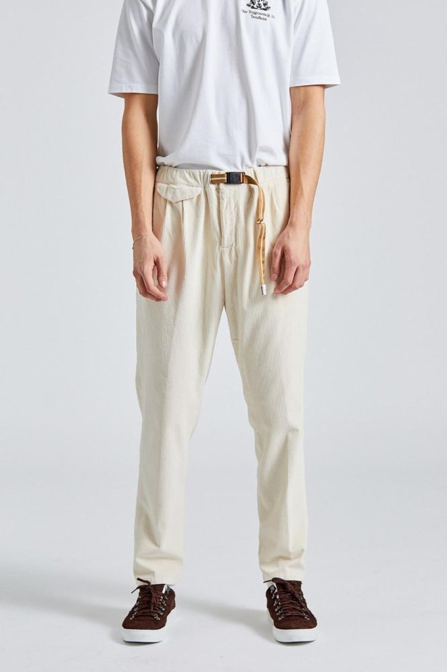 Herre White Sand Bukser | Brad Pleated Regular Fit White