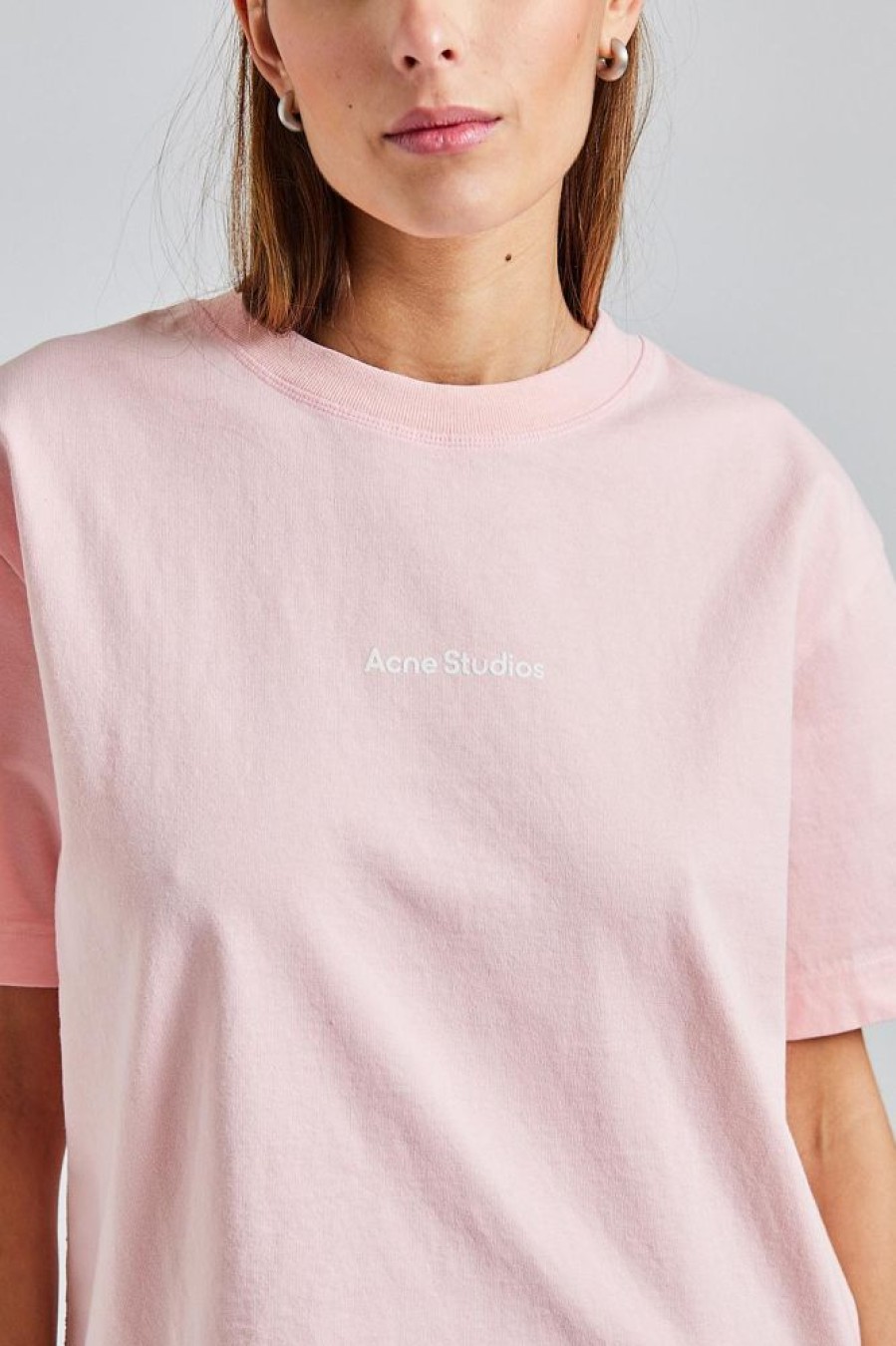 Dame Acne Studios T-Skjorter | T-Shirt Stamp Logo Pale Pink Fn-Wn-Tshi000636