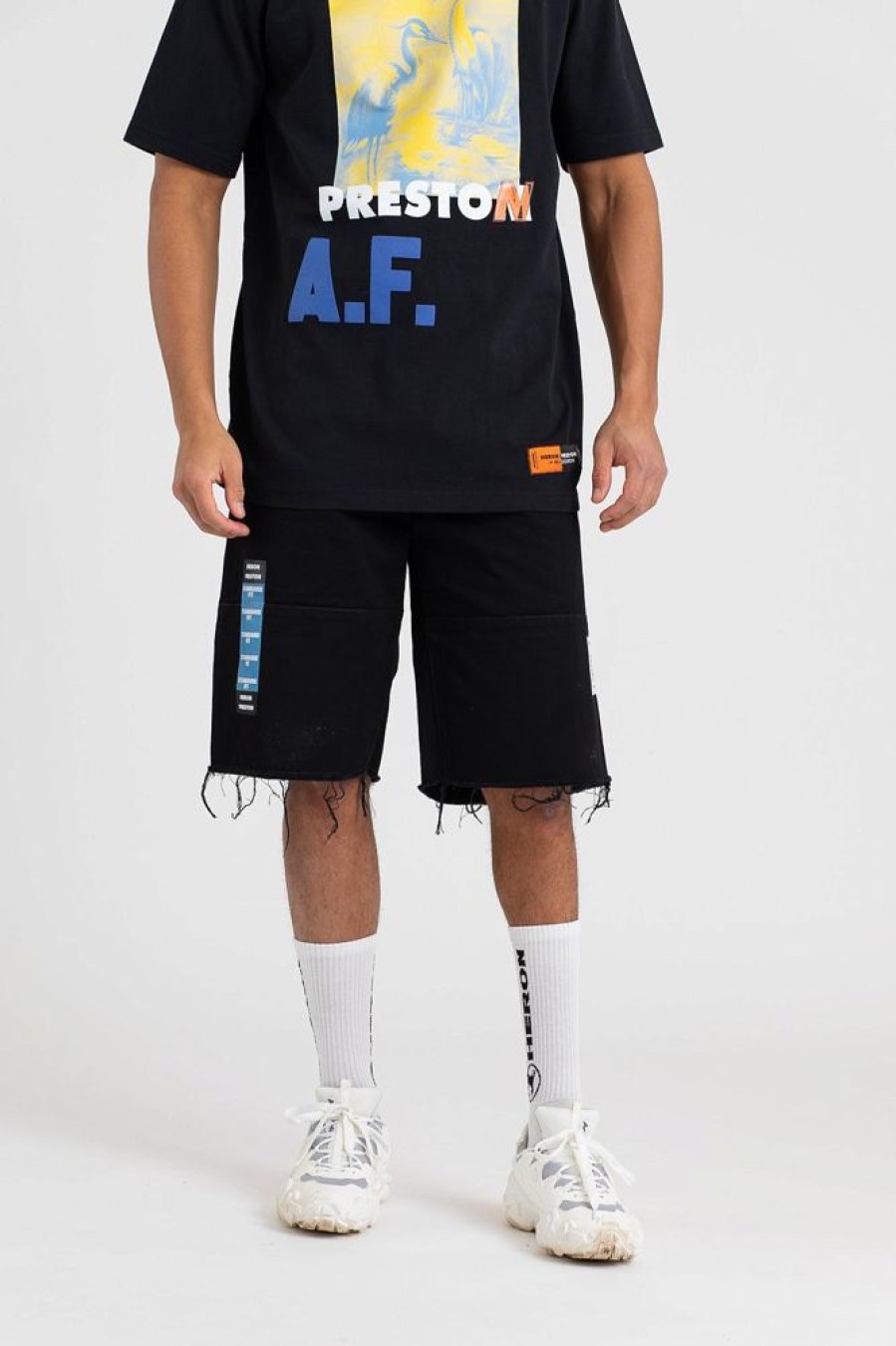 Herre HERON PRESTON Shorts | Heron Chino Raw Edge Shorts Black