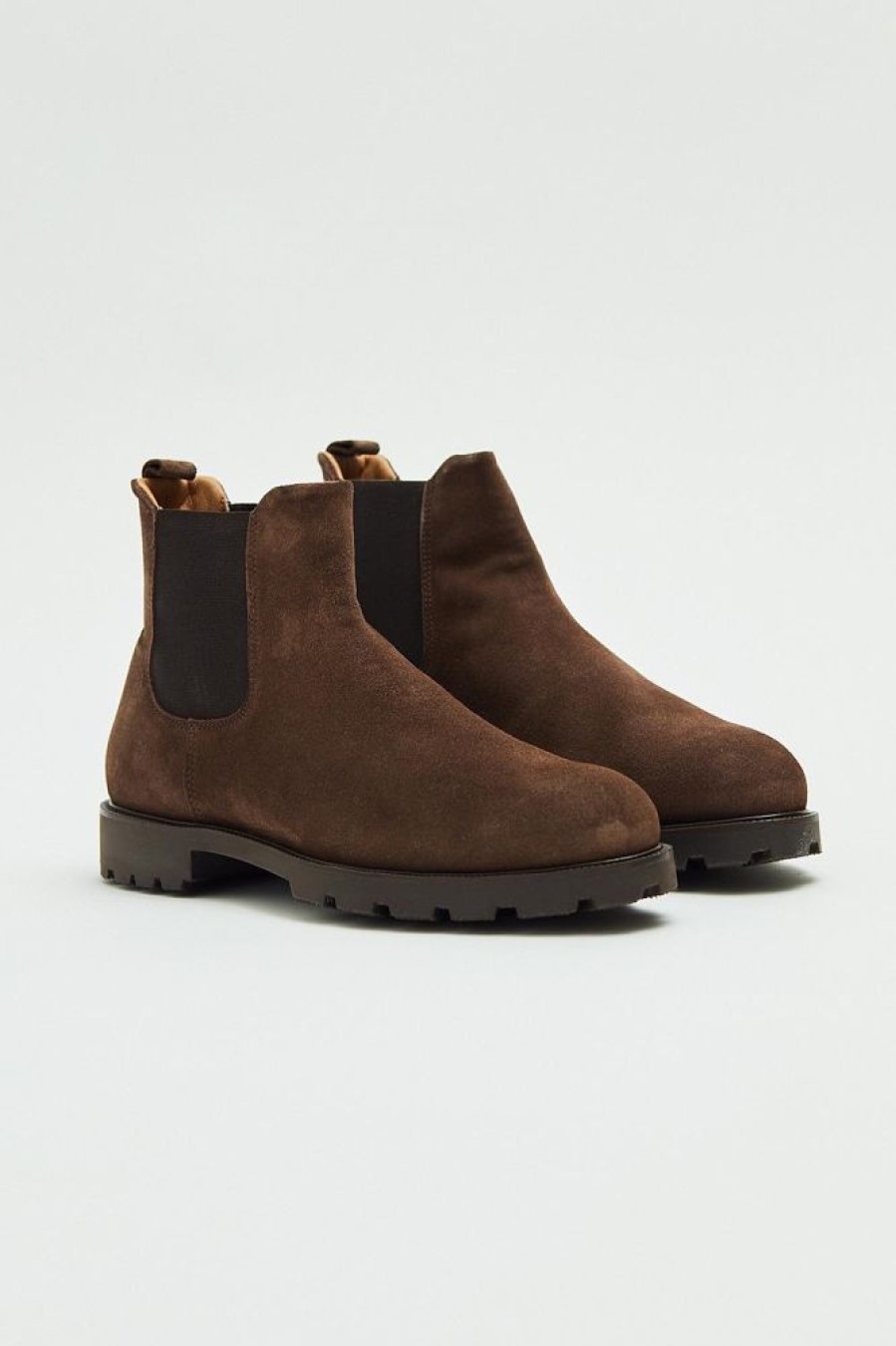 Herre Fliteless Skinnsko | Chelsea Suede Brown