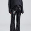 Dame ROTATE Birger Christensen Bukser | Sequin Flared Pants Black