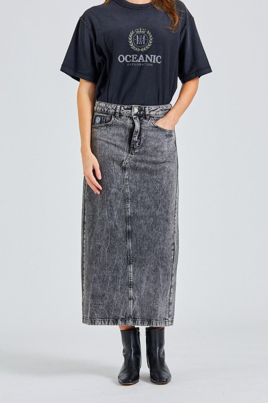 Dame Holzweiler Skjort | Louis Long Skirt Dk Grey