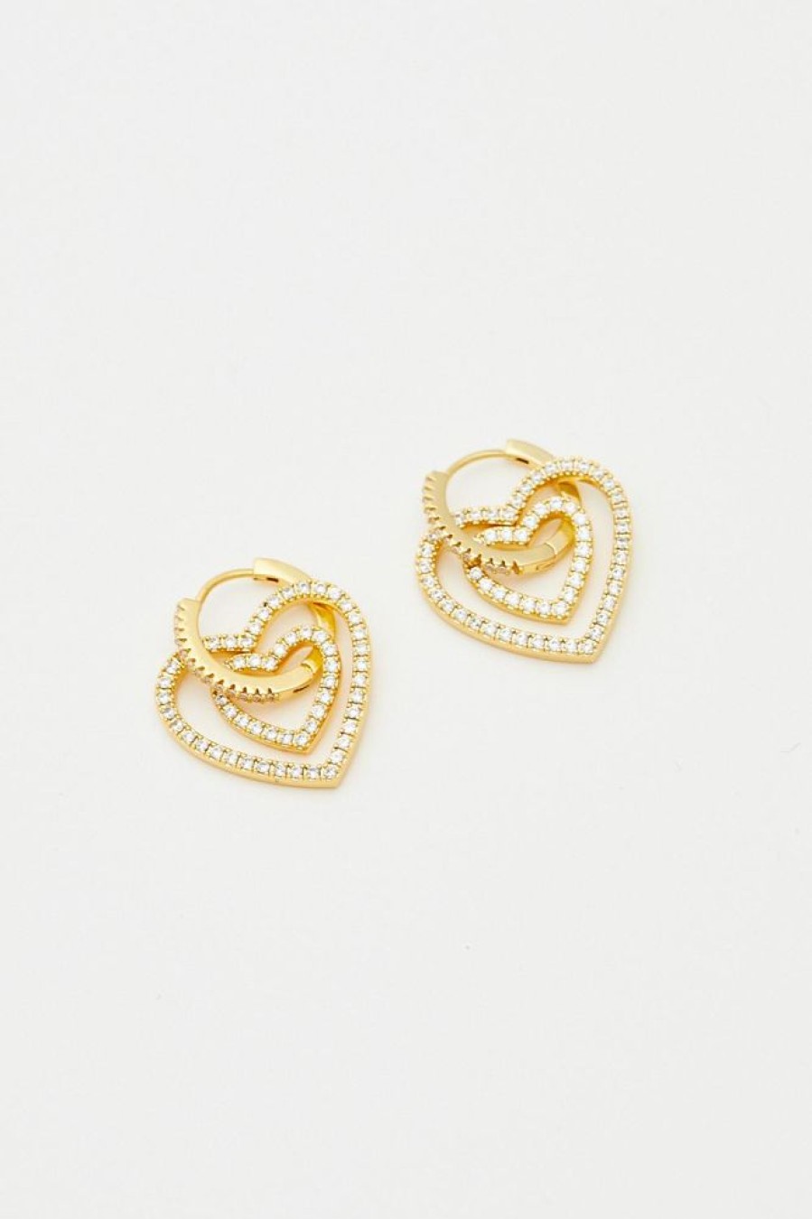 Dame Crystal Haze Jewelry | Heart Collector Earring Golden