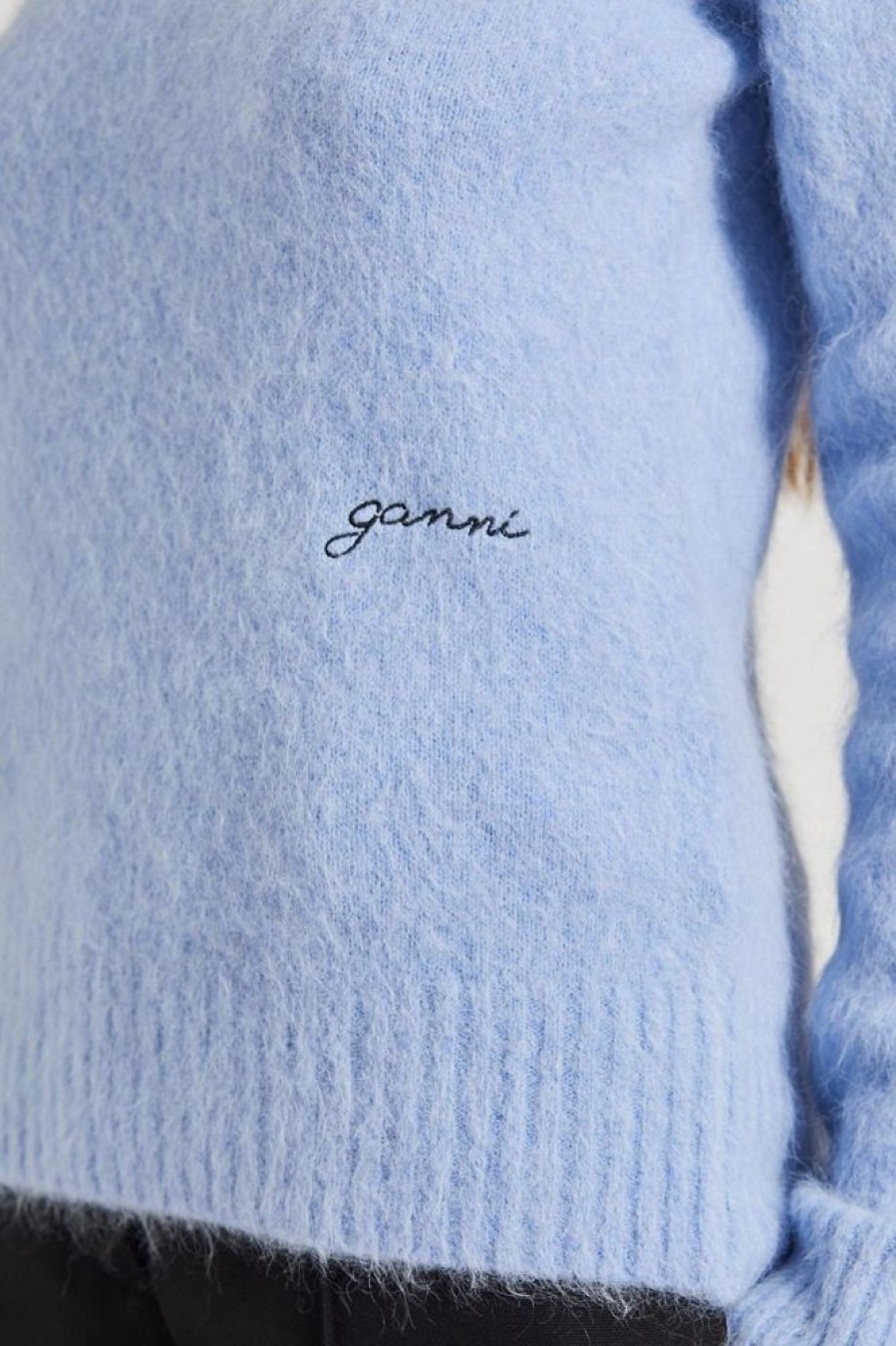 Dame Ganni Gensere | Brushed Alpaca O-Neck Powder Blue