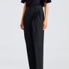 Dame Toteme Bukser | Double-Pleated Tailored Trousers Black