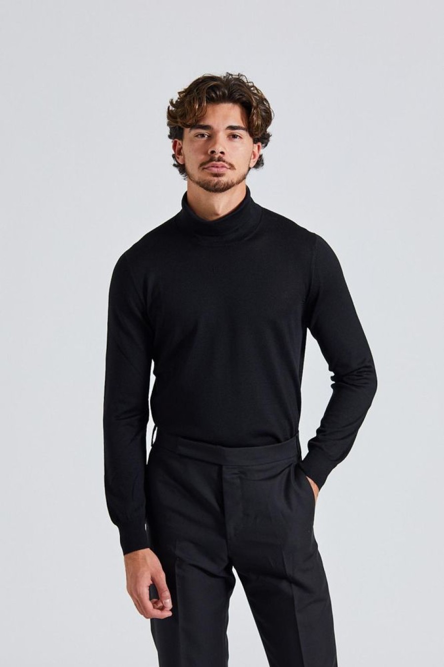 Herre LARDINI Gensere | Man Knit Sweater Black