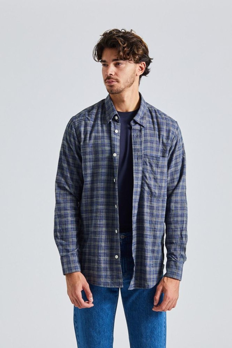 Herre NN07 Skjorter | Cohen Shirt Blue Check