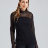 Dame Toteme Topper | Sheer Lace Top Black