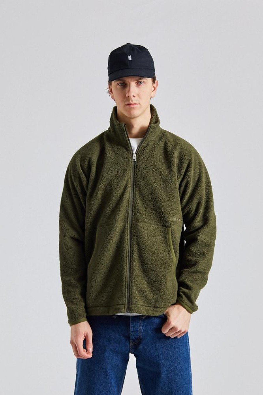 Herre Norse Projects Jakker | Tycho Pile Fleece Full Zip Jacket Ivy Green