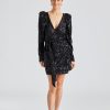 Dame ROTATE Birger Christensen Kjoler | Sequins Mini Wrap Black