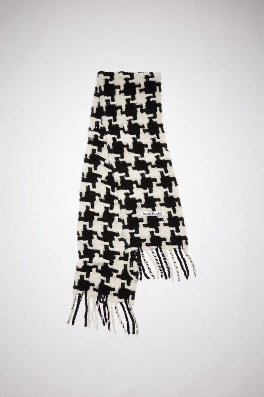 Dame Acne Studios Skjerf | Houndstooth Scarf White/Black Fn-Ux-Scar000169