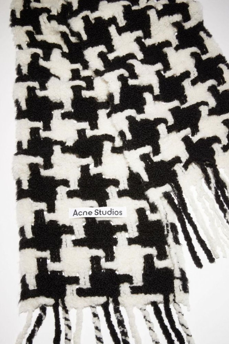 Dame Acne Studios Skjerf | Houndstooth Scarf White/Black Fn-Ux-Scar000169